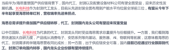 畅享华为自主化浪潮订单!坐拥国内最先进技术、最充沛产能,将承接海思10亿美金级订单